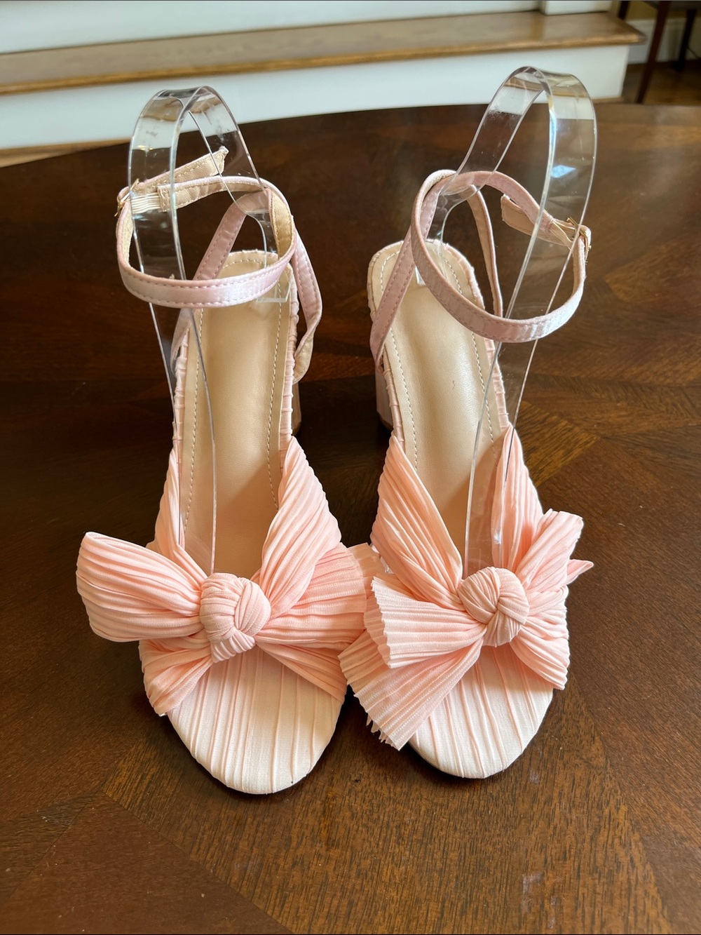 Women’s Pink Bow Front Ankle Strap Sandals